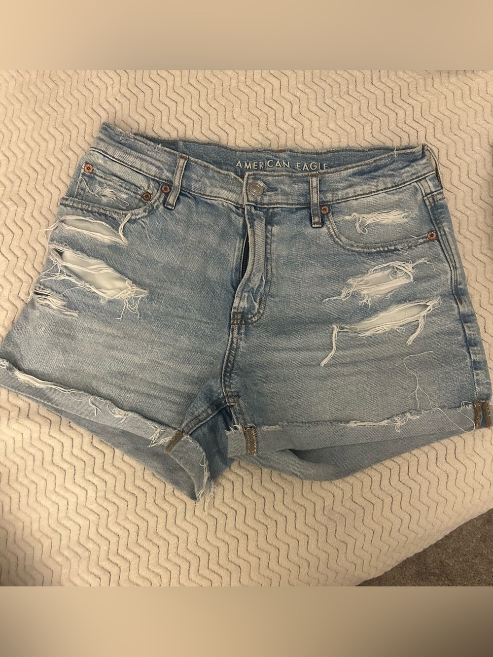 American Eagle Outfitters Light Wash Distressed Denim Shorts